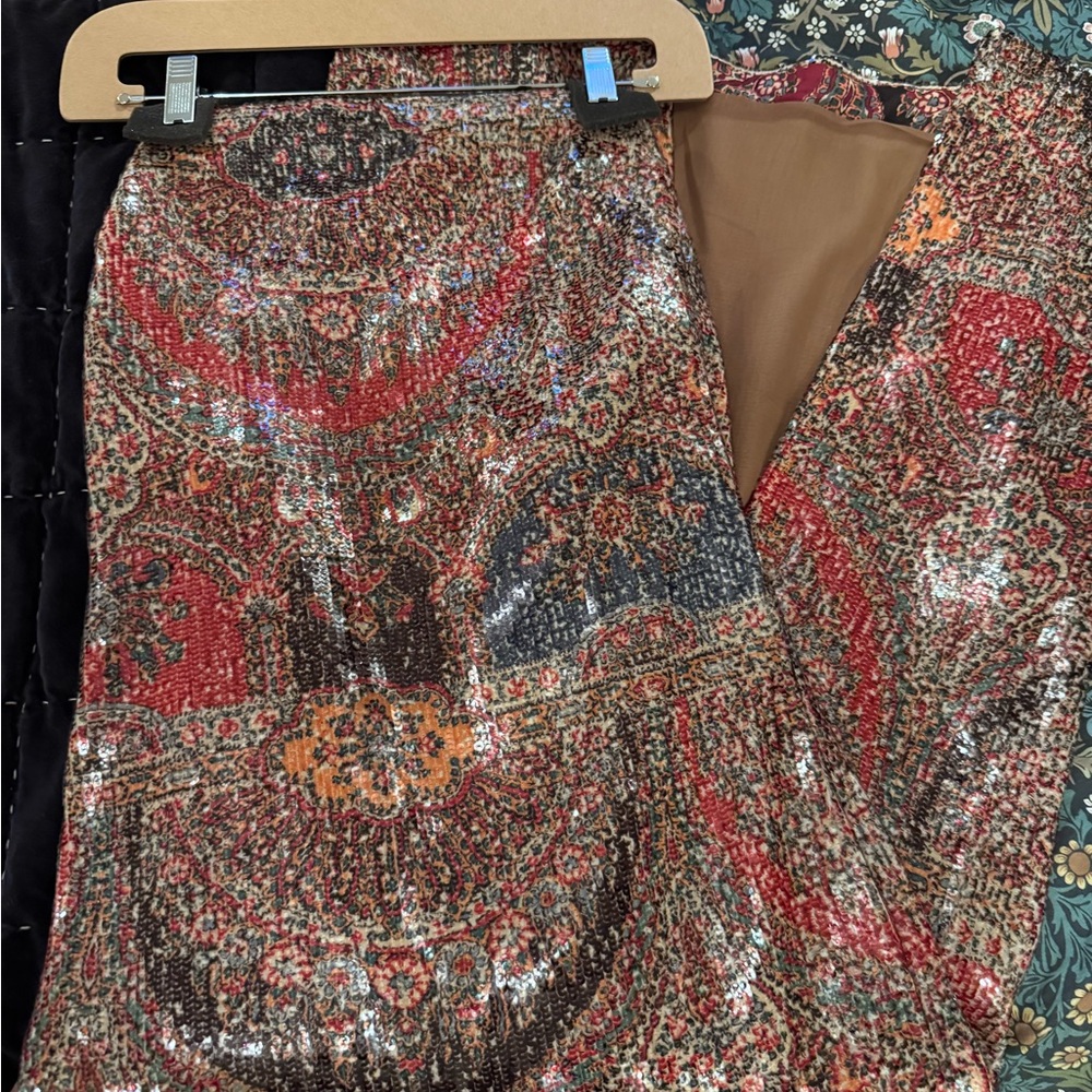 Veronica Beard Gold and Red Sequin Midi Dress - Picture 5 of 6